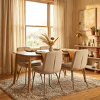 Lysa - Lot De 4 Chaises - Tissu & Métal - Beige
