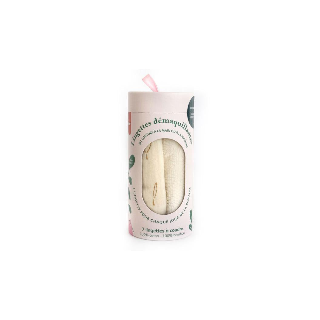 Kit Couture - 7 Lingettes Démaquillantes À Coudre - Ecru/Or