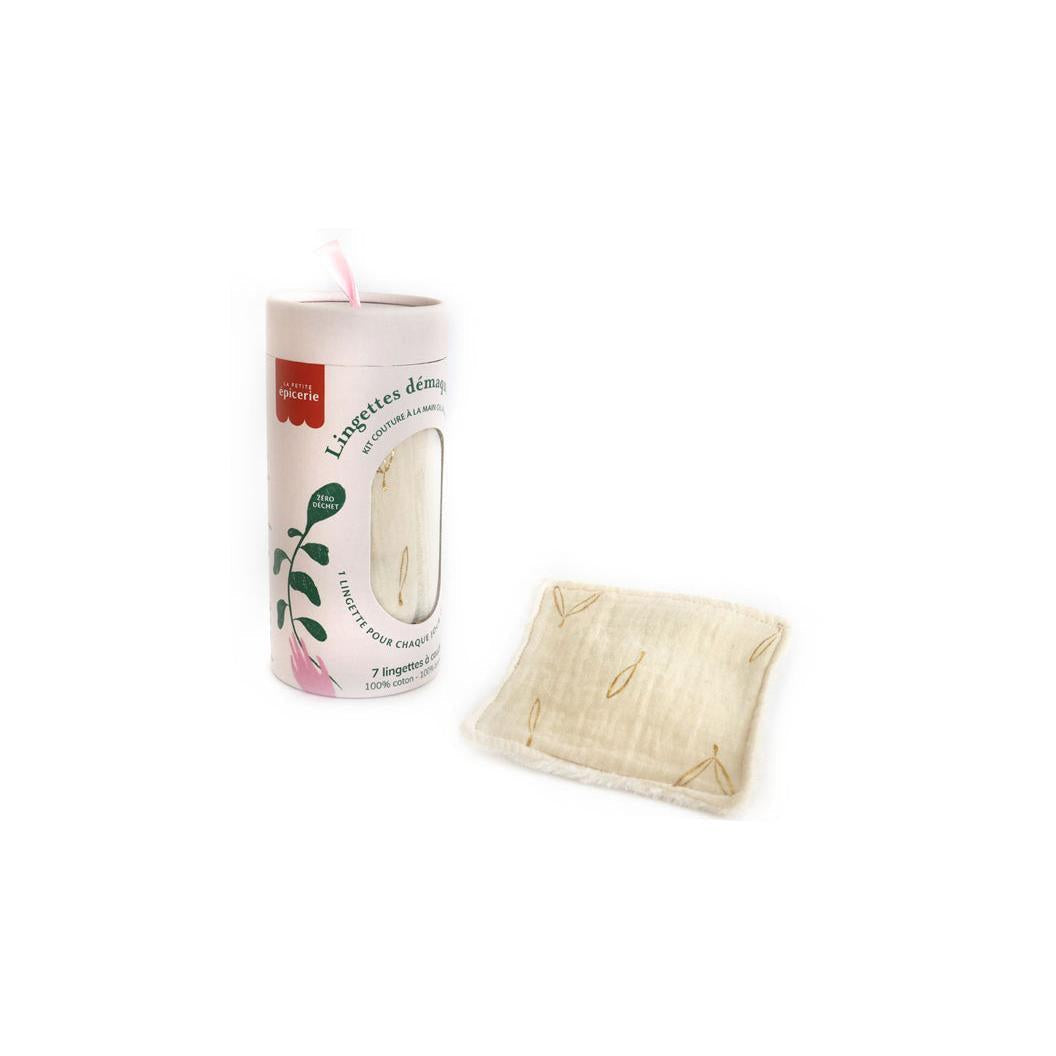 Kit Couture - 7 Lingettes Démaquillantes À Coudre - Ecru/Or