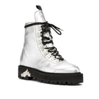 Boots Off-White Metallic Finish Ankle - Silver - Femme