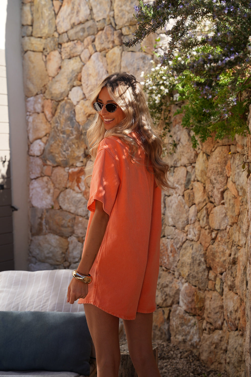 Combishort En Jean Justine - Orange