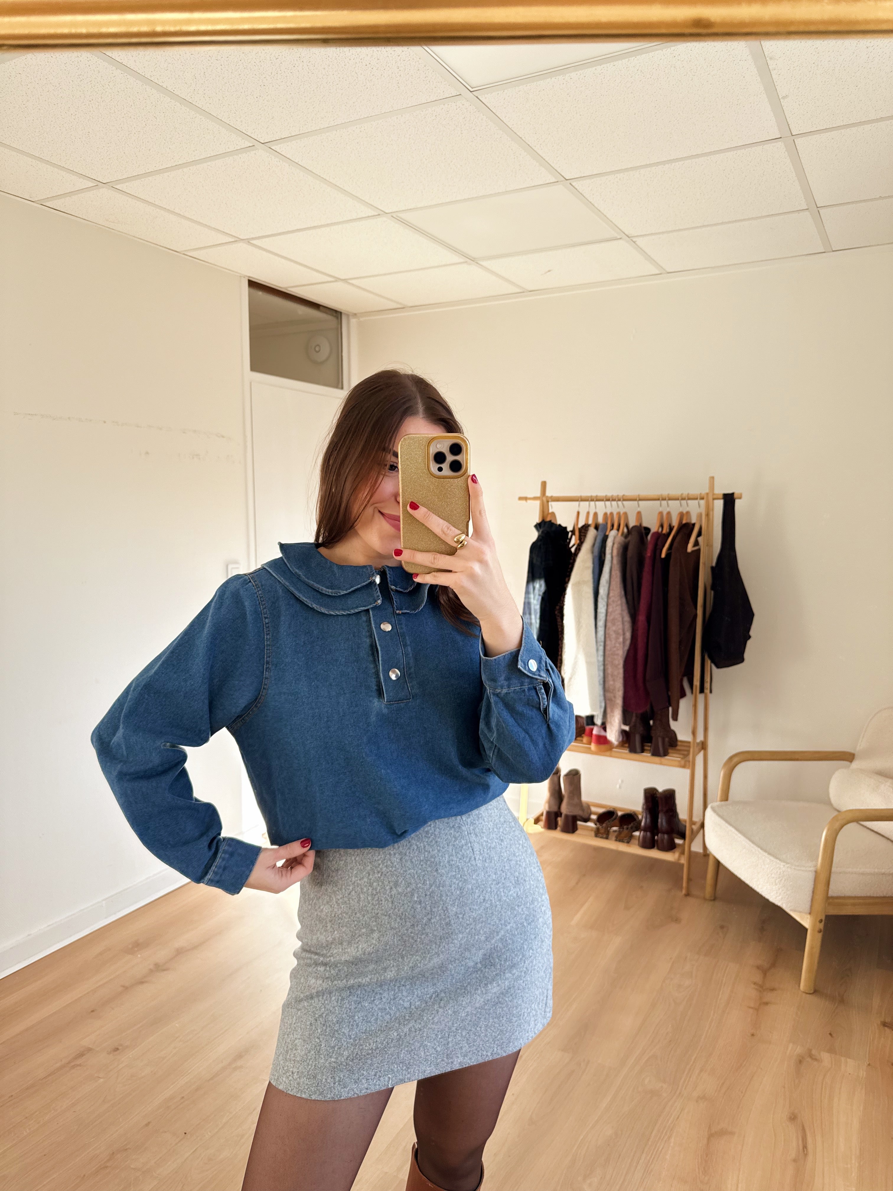 Jupe Effet Laine Lou Grise