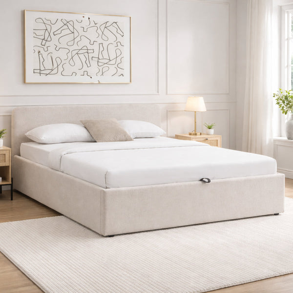 Lior - Lit Coffre - Tissu - Beige