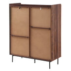 Jetson - Buffet Haut 2 Tiroirs / 2 Portes - Tissu & Noyer