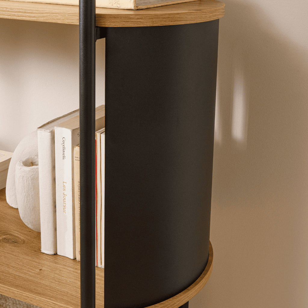 Eklo - Étagère Haute 5 Niveaux -  Bois & Metal - Noir