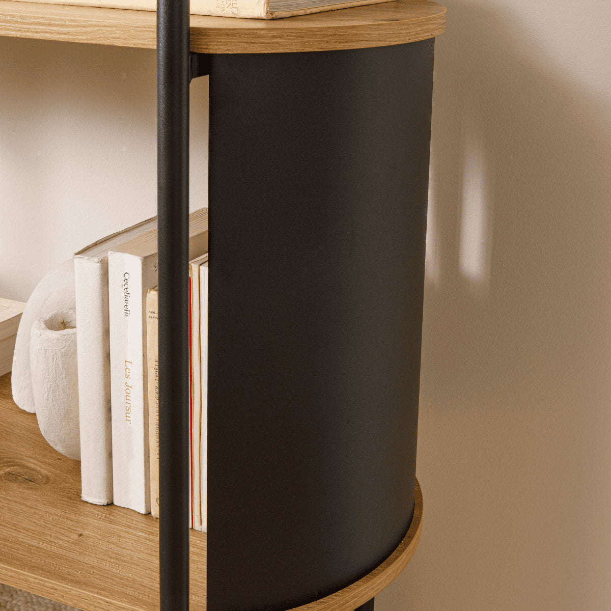 Eklo - Étagère Haute 5 Niveaux -  Bois & Metal - Noir