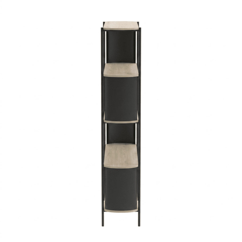 Eklo - Étagère Haute 5 Niveaux -  Bois & Metal - Noir