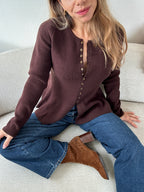 Pull Fin Péplum Albane Chocolat