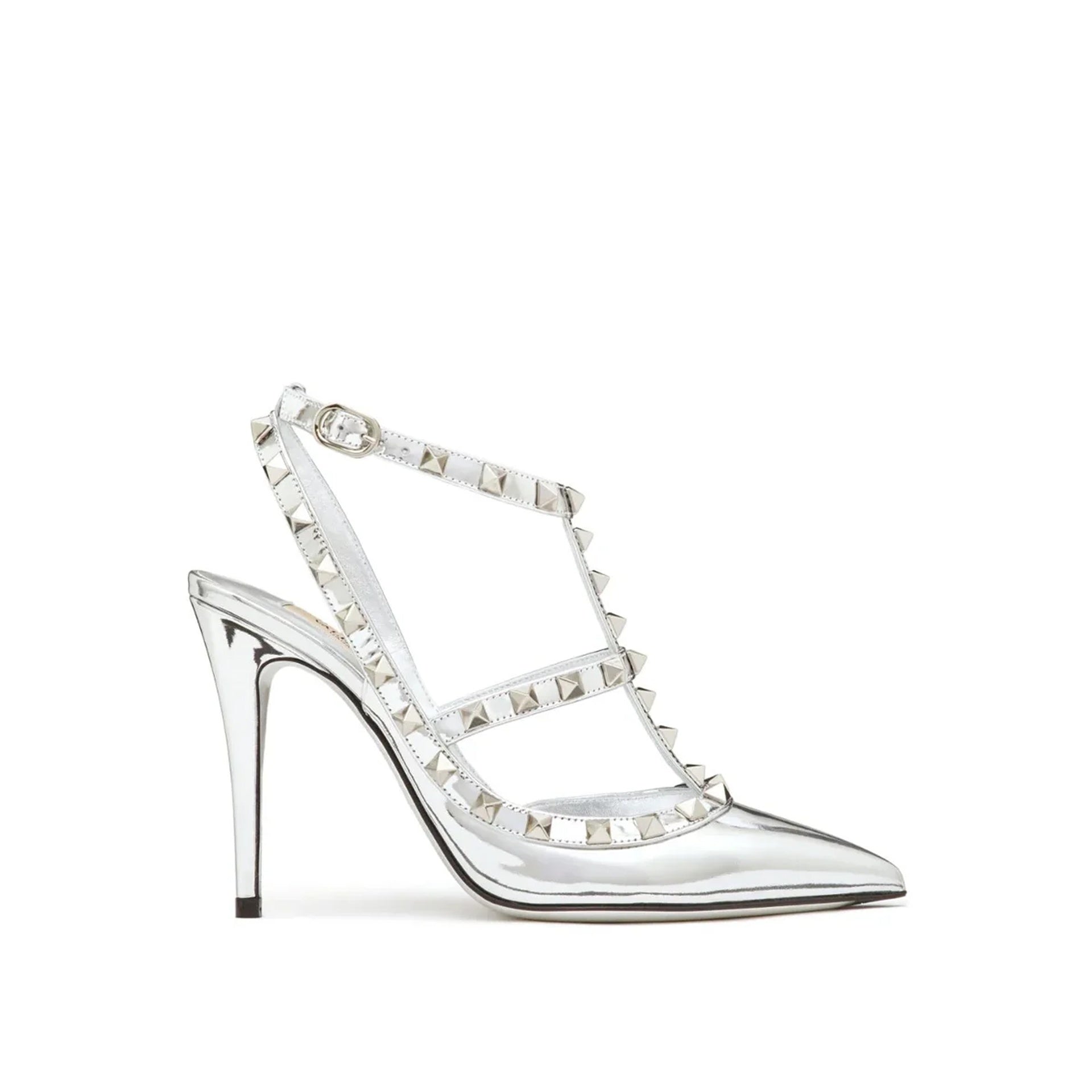 Escarpins Valentino Garavani Rockstud Leather - Silver - Femme