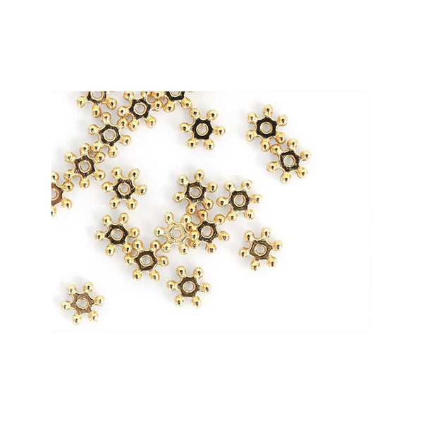 Boite De 20 Perles Heishi Intercalaire - Fleur Dorée 6X2Mm