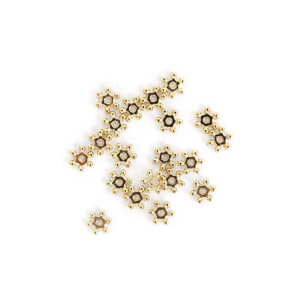 Boite De 20 Perles Heishi Intercalaire - Fleur Dorée 6X2Mm
