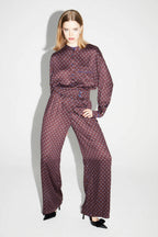 Pantalon Charlie Bordeaux Print Geo Blue, Fabriqué En Italie
