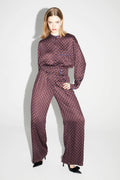 Pantalon Charlie Bordeaux Print Geo Blue, Fabriqué En Italie