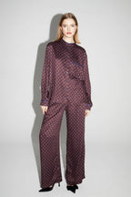Pantalon Charlie Bordeaux Print Geo Blue, Fabriqué En Italie