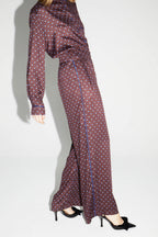 Pantalon Charlie Bordeaux Print Geo Blue, Fabriqué En Italie