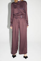 Pantalon Charlie Bordeaux Print Geo Blue, Fabriqué En Italie