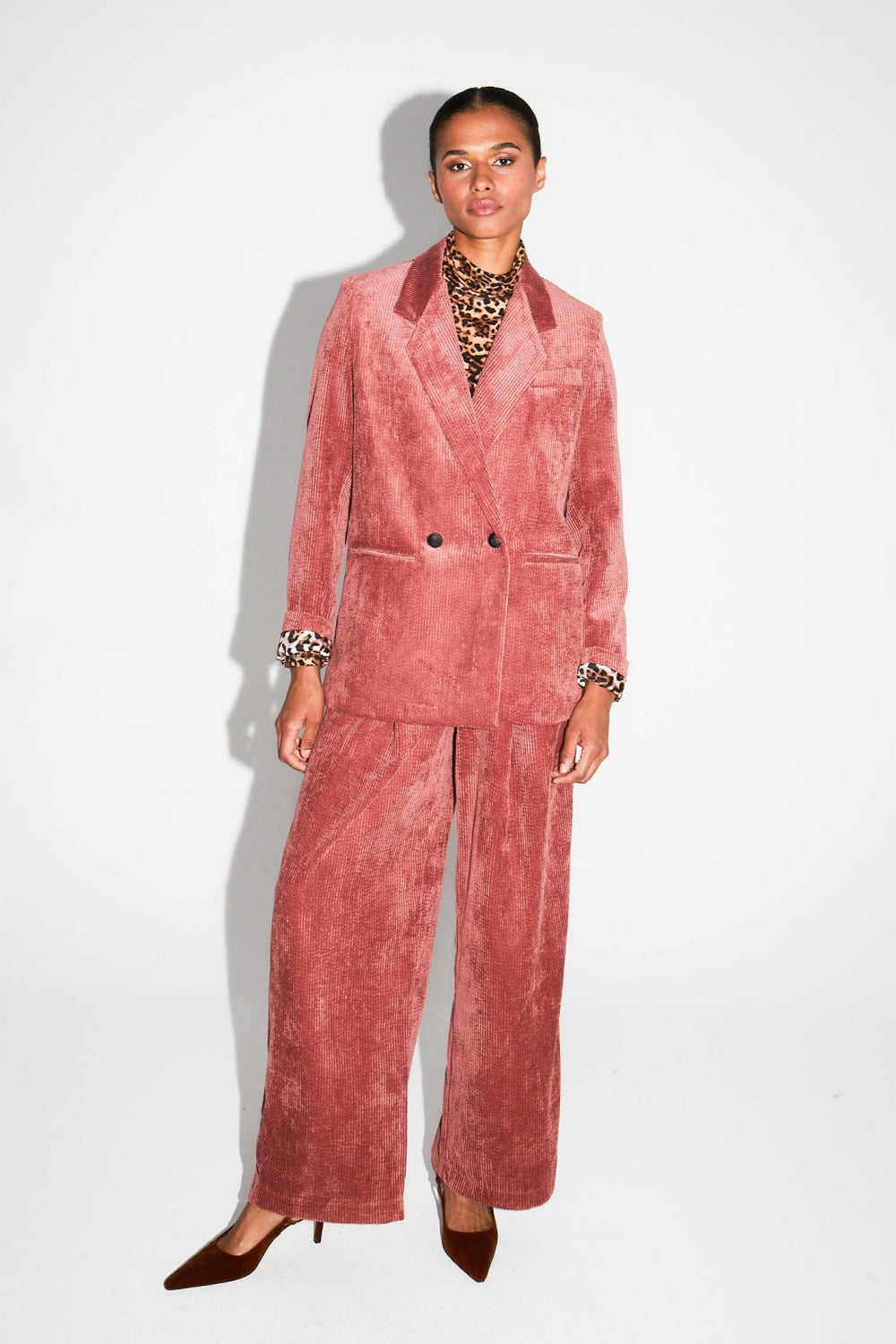 Pantalon Astrid Velours Vintage Cognac Doux Fabriqué En Italie