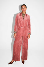 Pantalon Astrid Velours Vintage Cognac Doux Fabriqué En Italie
