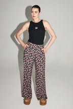 Le Pantalon Max Imprimé Gypsy Fleuri Rouge Et Rose Fabriqué En Italie
