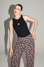 Le Pantalon Max Imprimé Gypsy Fleuri Rouge Et Rose Fabriqué En Italie