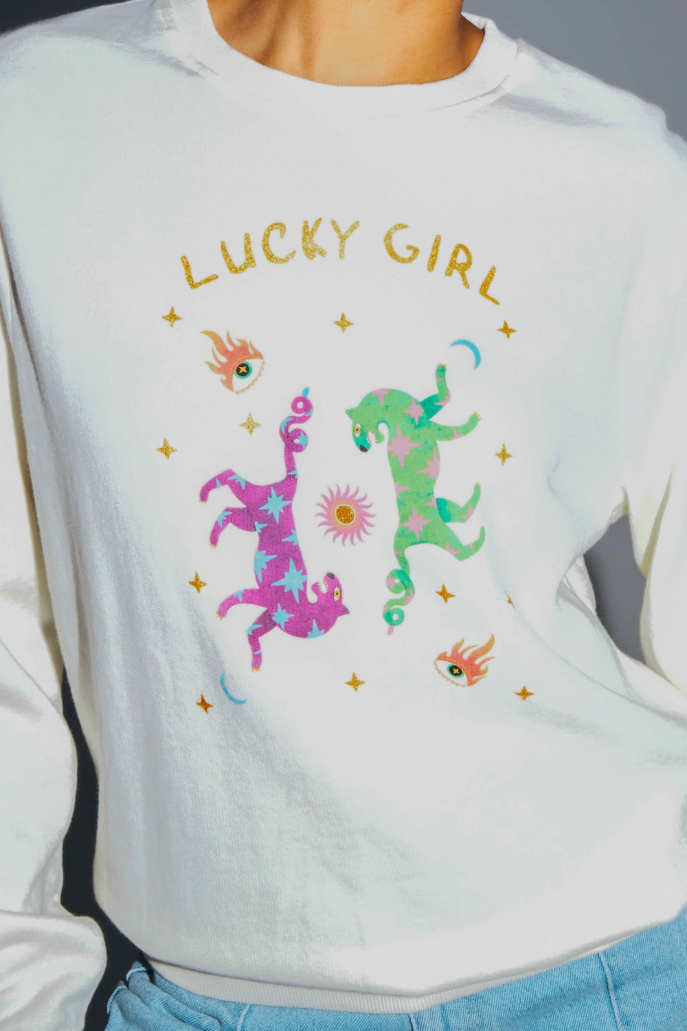 Le Sweatshirt Eddie Lucky Girl En Coton Organique Fabriqué Au Portugal