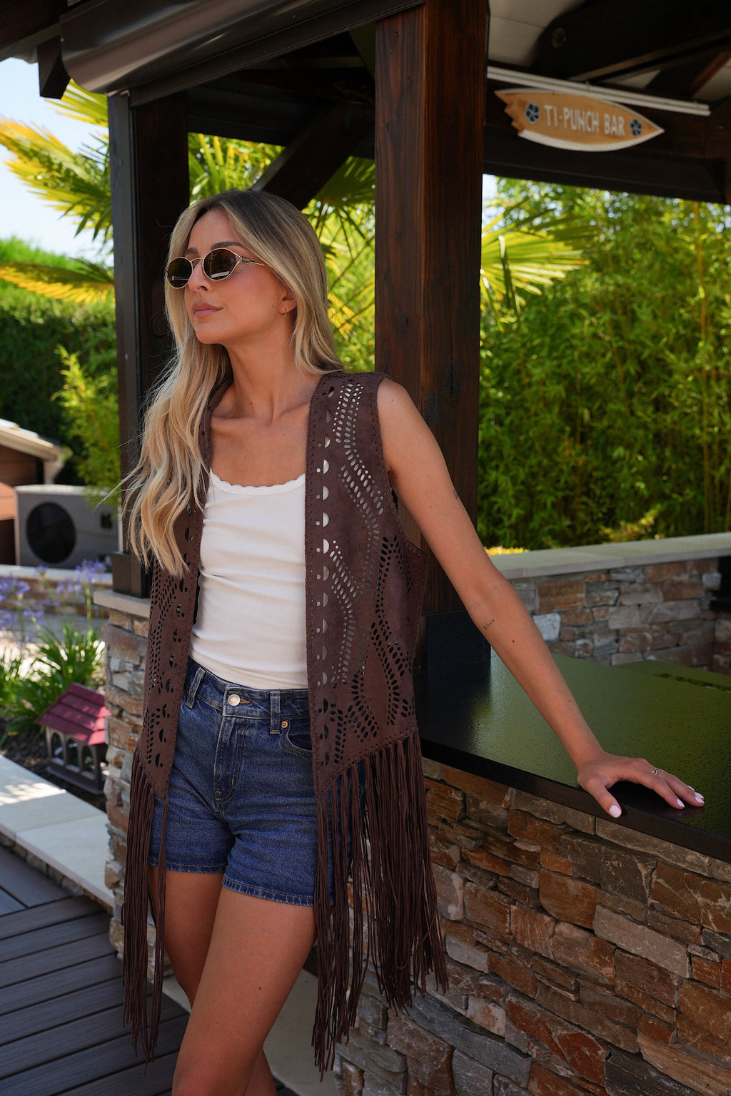 Gilet À Franges Tallys - Marron