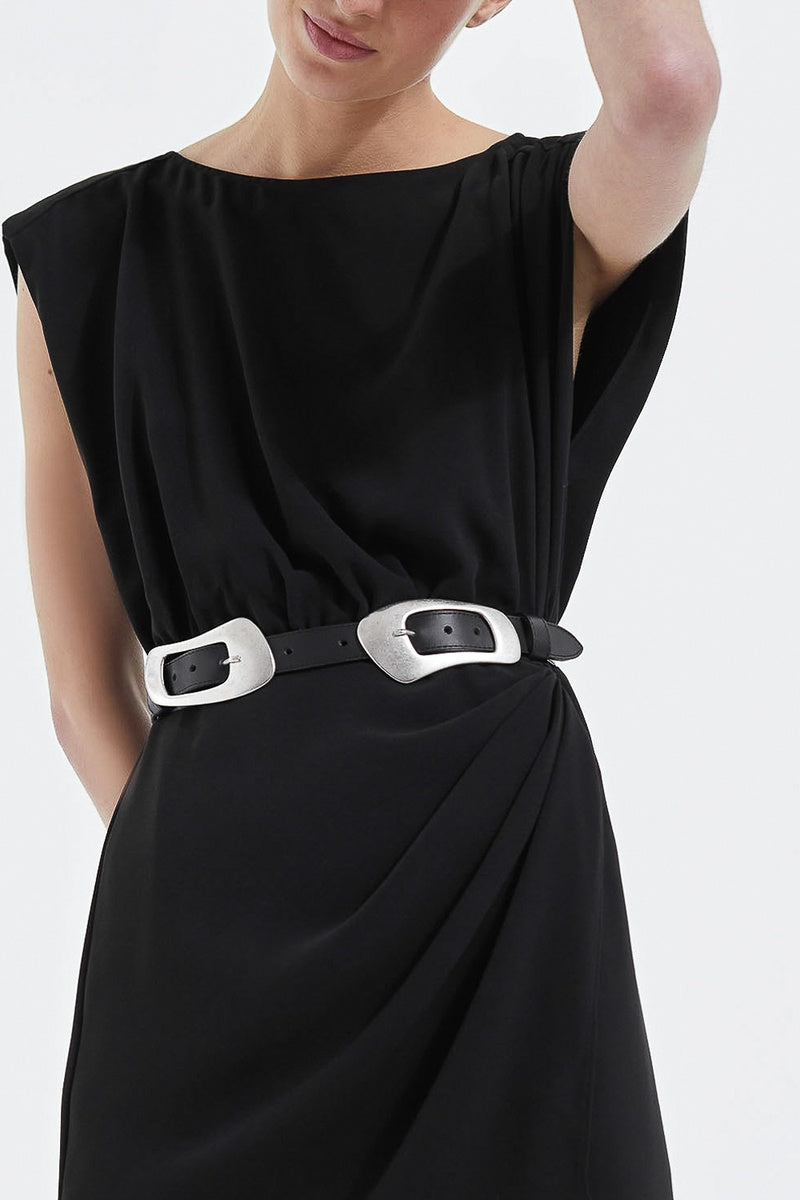 Ceinture En Cuir Noir - Femme