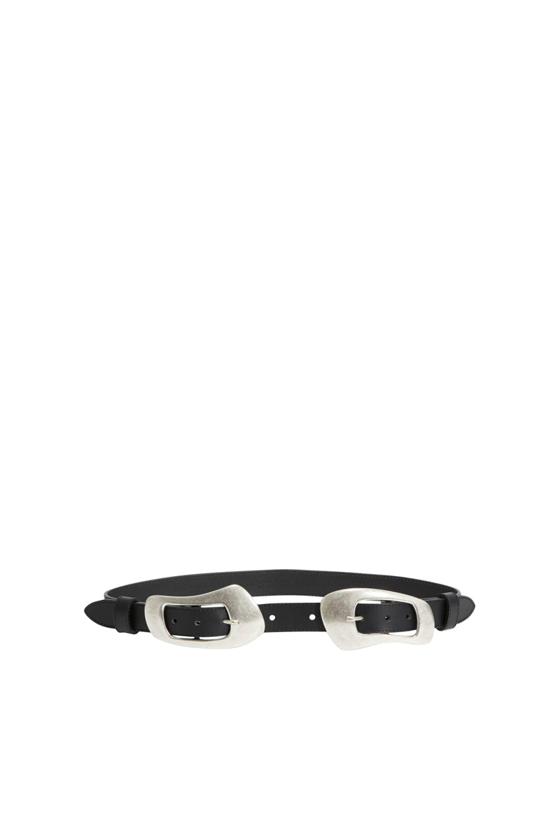 Ceinture En Cuir Noir - Femme