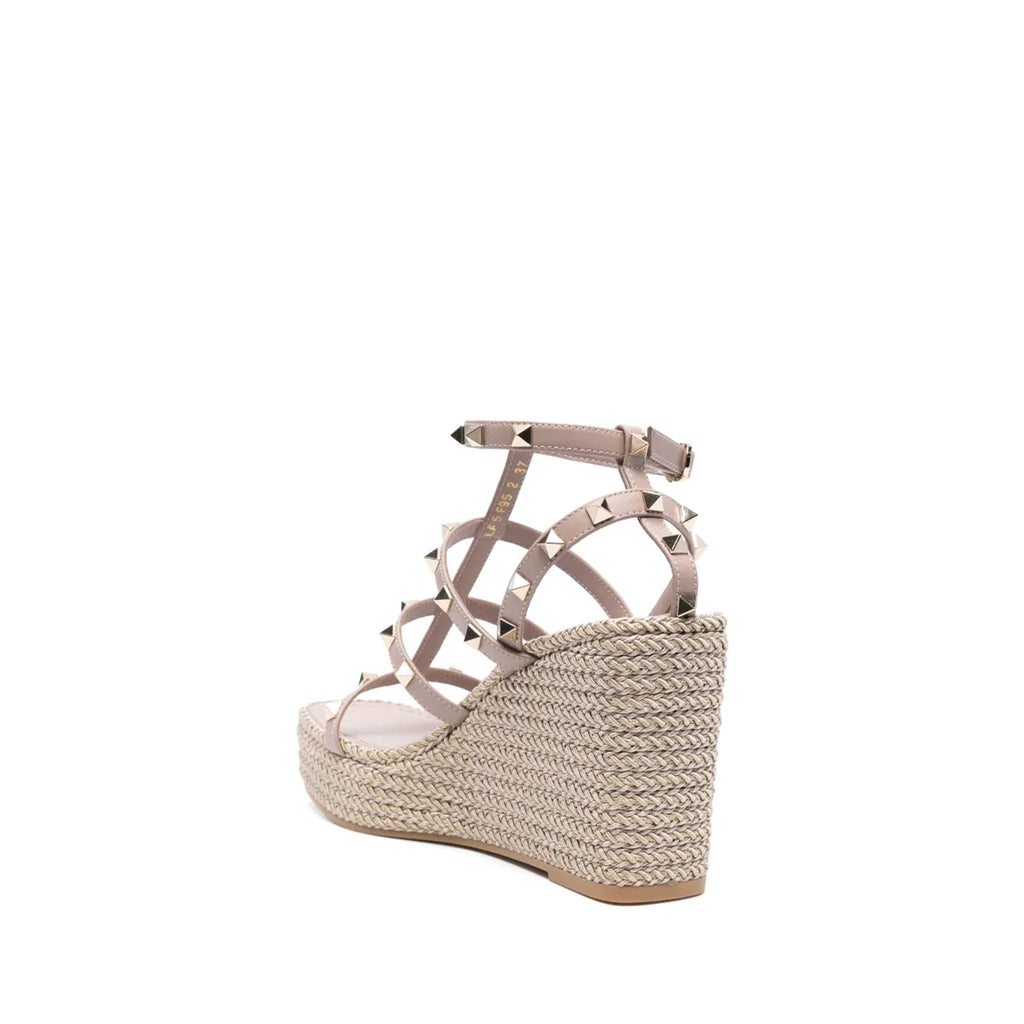 Sandales Valentino Garavani Rockstud Wedge - Beige - Femme