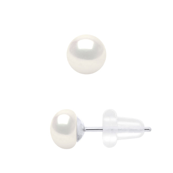 Boucles D'Oreilles Véritables Perles De Culture D'Eau Douce Boutons 5-6 Mm
