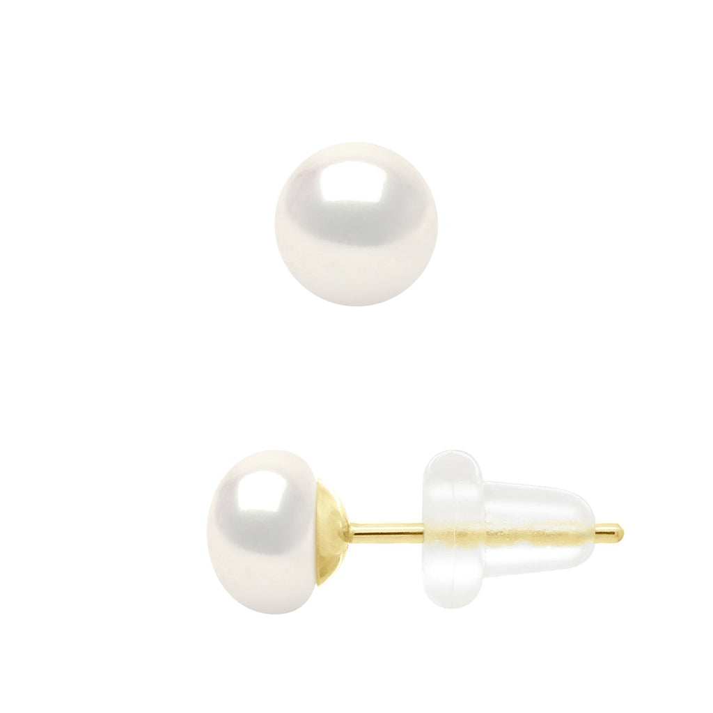 Boucles D'Oreilles Véritables Perles De Culture D'Eau Douce Boutons 5-6 Mm