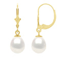Boucles D'Oreilles Pendantes Perles Poires 8-9 Mm - Système Brisures - Or 375 - Callas