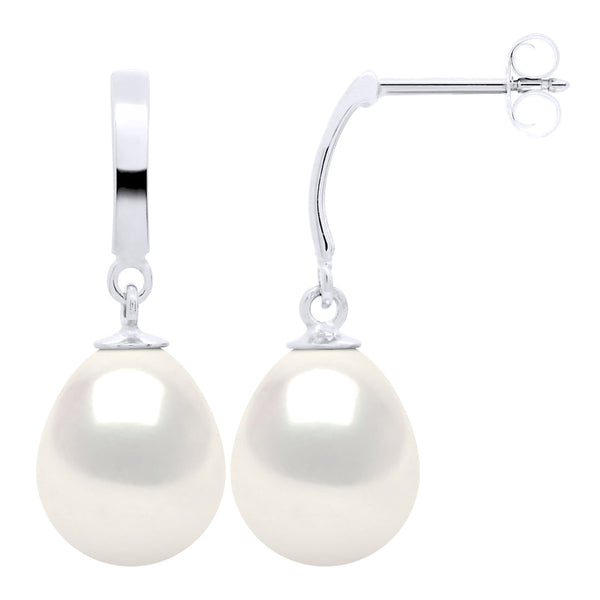 Boucles D'Oreilles Pendantes Perles Poires - Tailles De 8 À 11 Mm - Système Poussettes - Or 375 - Vendome