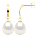 Boucles D'Oreilles Pendantes Perles Poires - Tailles De 8 À 11 Mm - Système Poussettes - Or 375 - Vendome