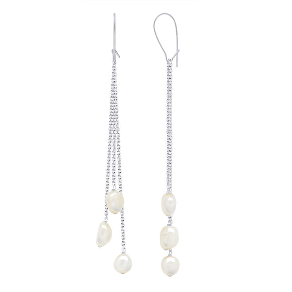 Boucles D'Oreilles Pendantes Perles Baroques 6-7 Mm - Système Imperdable - Or 375 - Pompadour