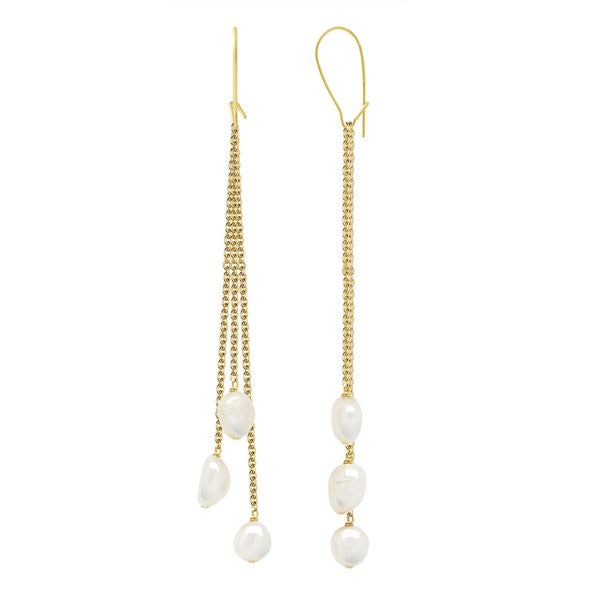 Boucles D'Oreilles Pendantes Perles Baroques 6-7 Mm - Système Imperdable - Or 375 - Pompadour