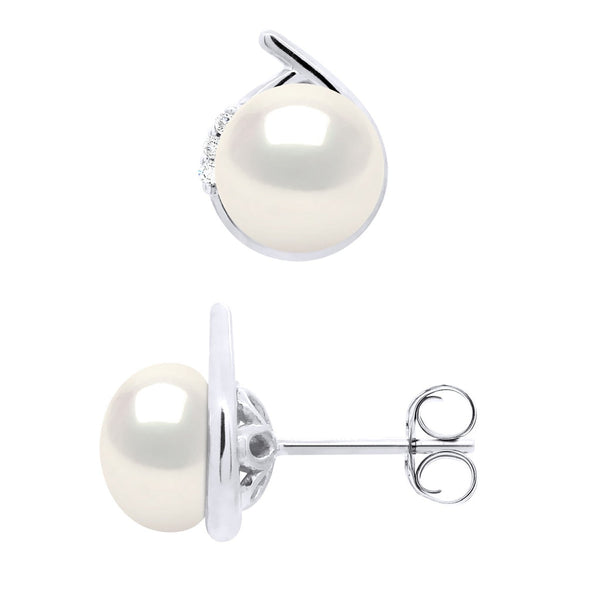 Boucles D'Oreilles Entourage Diamants 0,03 Cts Or Blanc