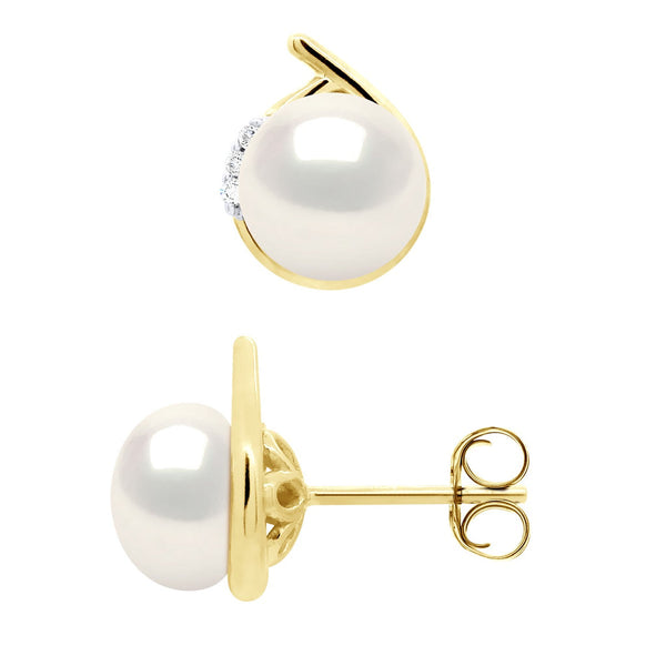Boucles D'Oreilles Entourage Diamants 0,03 Cts Or Jaune