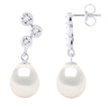Boucles D'Oreilles Prestige Perles Poires 9-10 Mm - Diamants 0.120 Cts - Joaillerie Or 375 - Wagram
