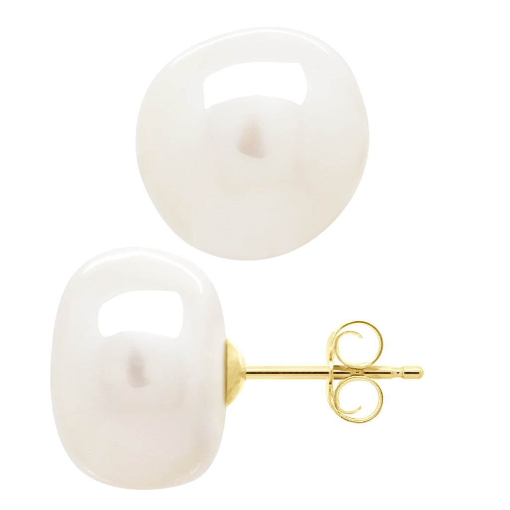 Boucles D'Oreilles Perles Baroques 12 Mm - Or 375 - Etampes