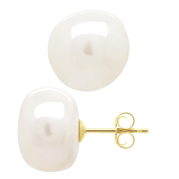 Boucles D'Oreilles Perles Baroques 12 Mm - Or 375 - Etampes