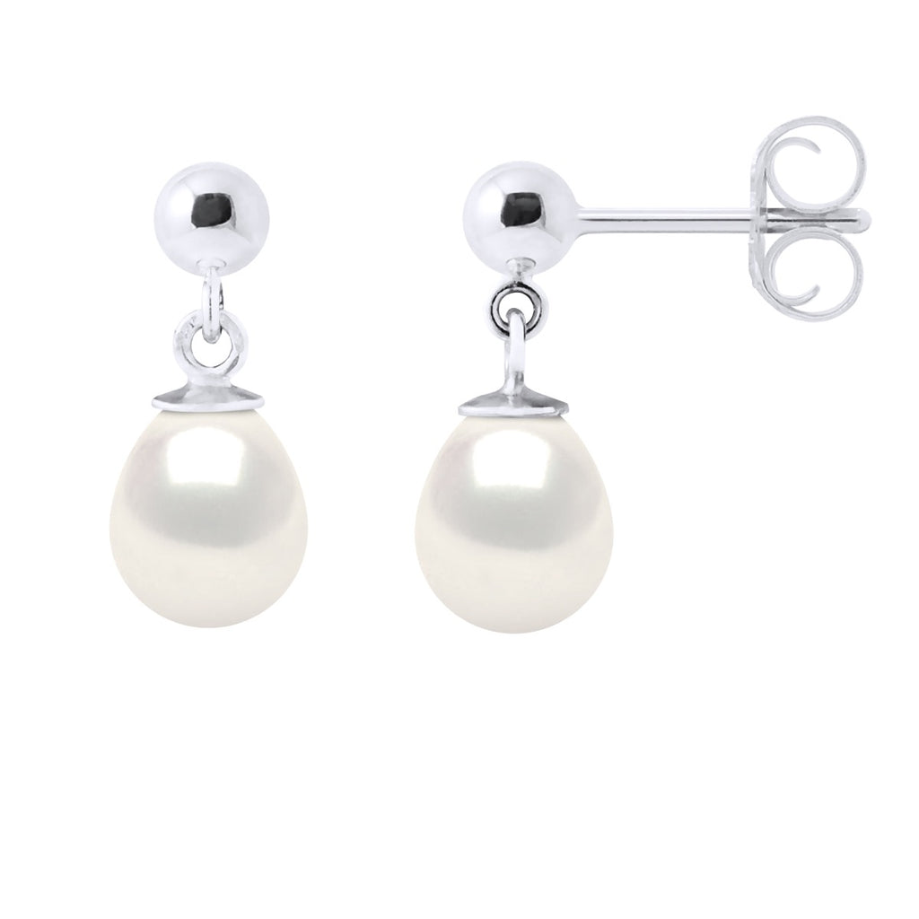 Boucles D'Oreilles Pendantes Perles Poires 7-8 Mm - Or 375 - Lafayette