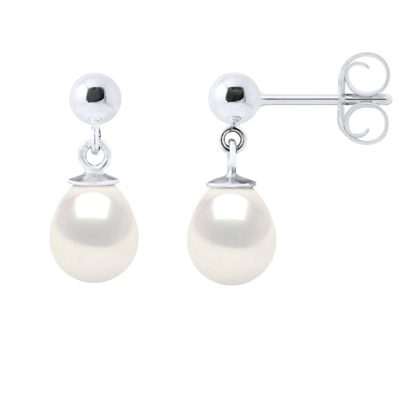 Boucles D'Oreilles Pendantes Perles Poires 7-8 Mm - Or 375 - Lafayette