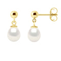 Boucles D'Oreilles Pendantes Perles Poires 7-8 Mm - Or 375 - Lafayette