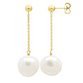 Boucles D'Oreilles Pendantes Perles Baroques 11-12 Mm - Système Poussettes - Or 375 - Bruyere