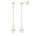 Boucles D'Oreilles Pendantes Perles Poires 7-8 Mm - Système Poussettes - Or 375 - Mariveaux