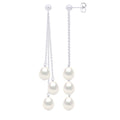 Boucles D'Oreilles Pendantes Perles Poires 7-8 Mm - Système Poussettes - Or 375 - Baumont