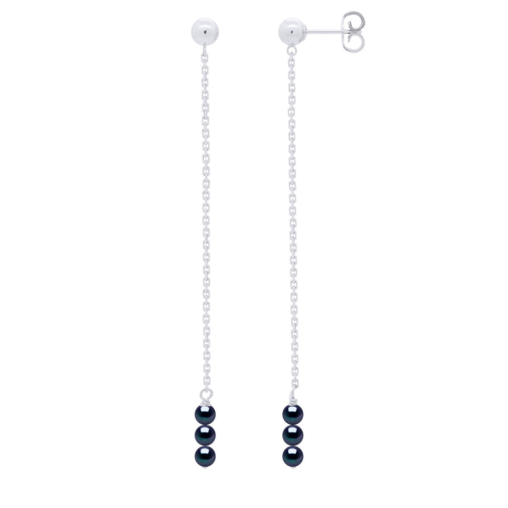 Boucles D'Oreilles Pendantes Perles Rondes 4-5 Mm - Système Poussettes - Or 375 - Mariveau