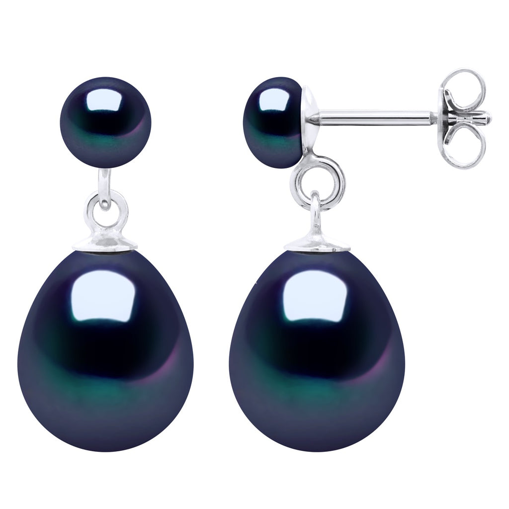 Boucles D'Oreilles Perles Poires 10-11 Mm Et Boutons 5-6 Mm - Système Poussettes - Or 375 - Levallois