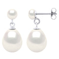 Boucles D'Oreilles Perles Poires 10-11 Mm Et Boutons 5-6 Mm - Système Poussettes - Or 375 - Levallois